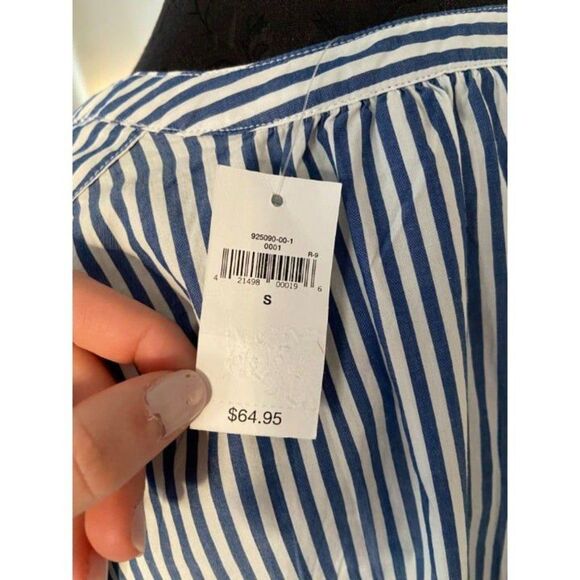 NWT Blue and White Stripped/Ruffled Gap Long Sleeve Shirt (Small) - Picture 4 of 5